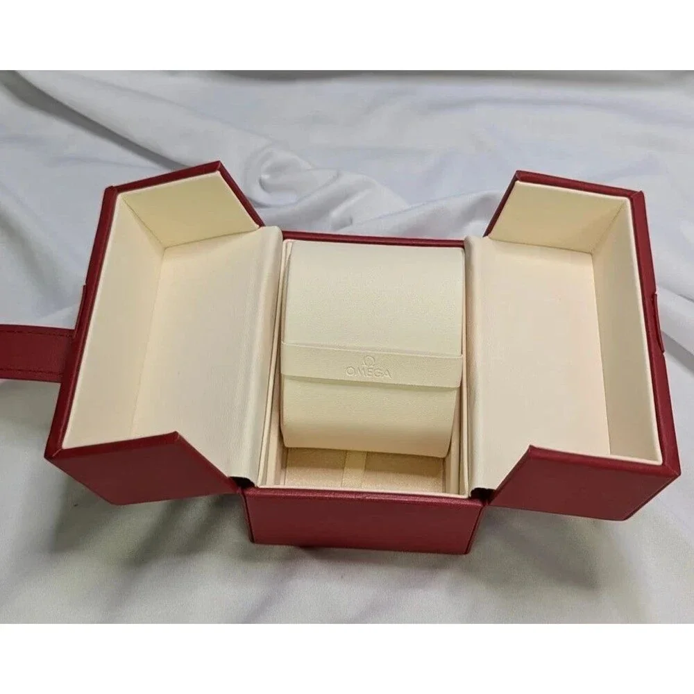 OMEGA Red Leather Watch Storage Travel Box with pillow